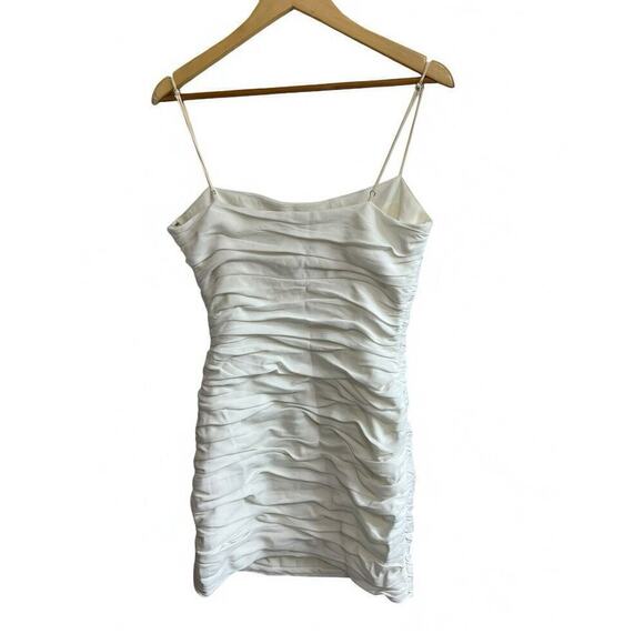 Cinq A Sept Vance Ruched Mini Dress Spaghetti Strap White Size 10 - Picture 2 of 9